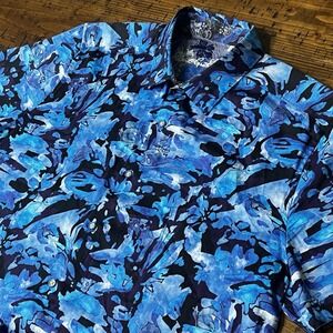 Robert Graham Shirt Men 3XL Tropical Beach Colorful Abstract Embroidered Accents